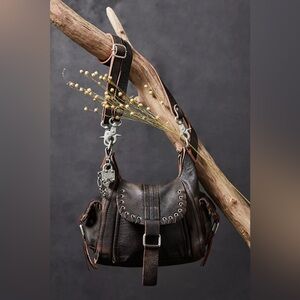 Free People Black and Brown Leather Bag